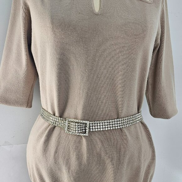 1940s US Zone Germany White Glass Paste Rhinestone Mesh Belt 28\